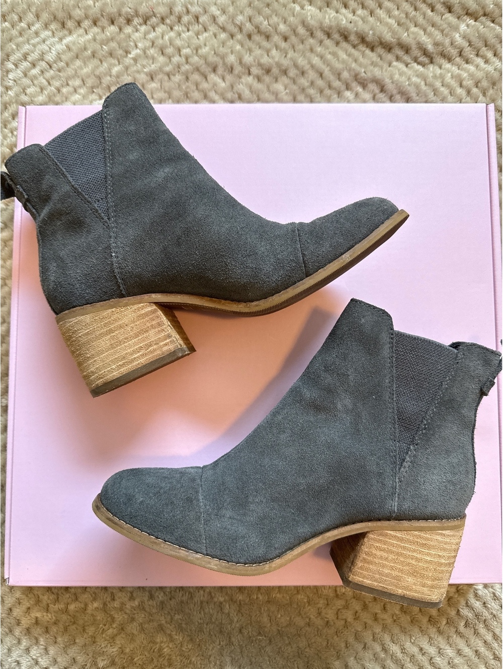 TOMS Suede Ankle Boots with Stacked Heel